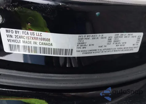 2024 Chrysler Pacifica Hybrid Select z USA, uszkodzony, nr VIN 2C4RC1S7XRR169508